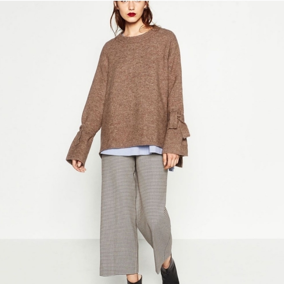 Zara Knit Tie Sleeve Sweater - Picture 5 of 15